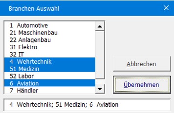 Branchenauswahl