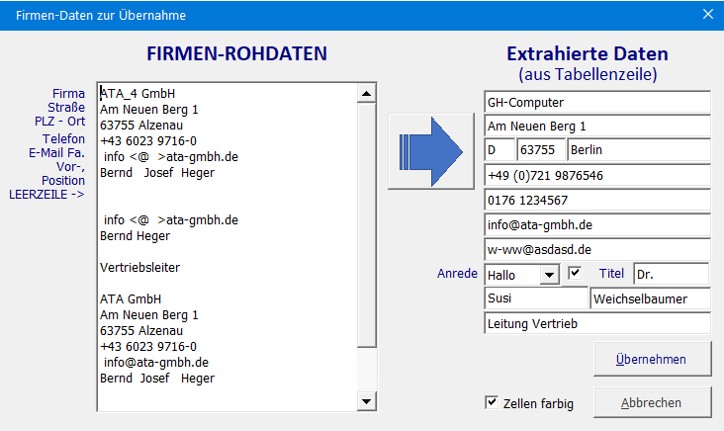 Firma neu (Menü)